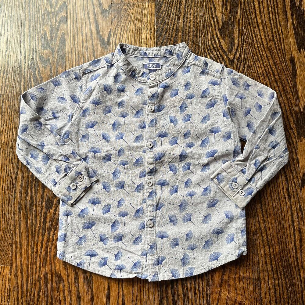 Blue Floral Button-Up Shirt for Kids